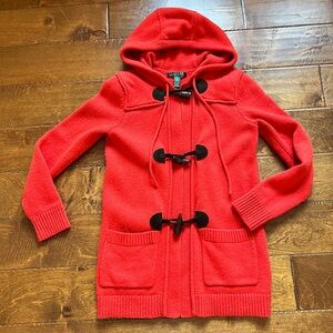 Ralph Lauren Red Toggle Sweater with Hood